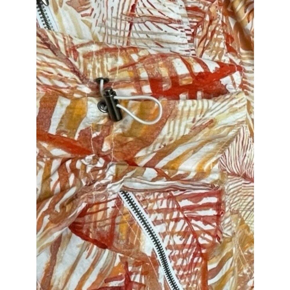 Chico’s Leaf Print Zip Front Jacket Size 2 Large Cotton Stretch Orange Tan - Picture 9 of 11